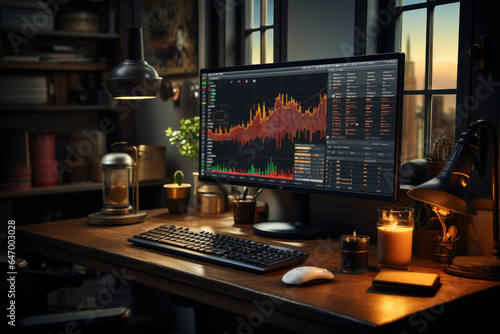 A trader reviews financial reports and earnings statements, evaluating the fundamental health of companies before investing. Concept of Fundamental Analysis. Generative Ai.