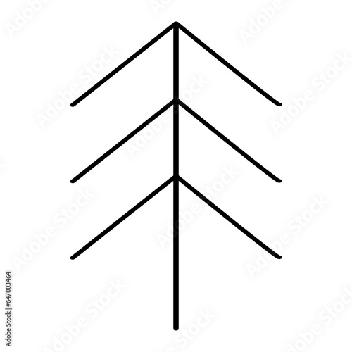 Simplified Christmas tree or pine silhouette, doodle style flat vector outline