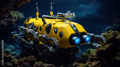 Underwater robotic vehicle collecting samples in a deep-sea environment