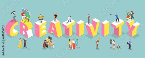 3D Isometric Flat Vector Set of Creativity and Innovation, Generating Ideas
