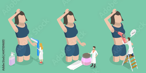 3D Isometric Flat Vector Conceptual Illustration of Armpits Care, Cosmetology and Womans Body