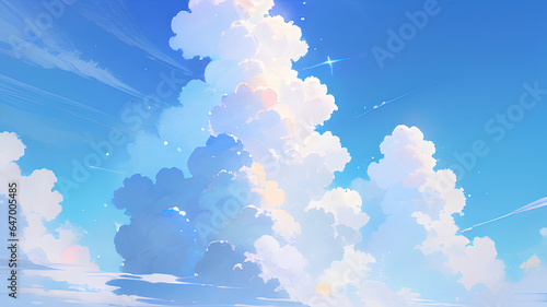 晴れた空と入道雲の背景素材