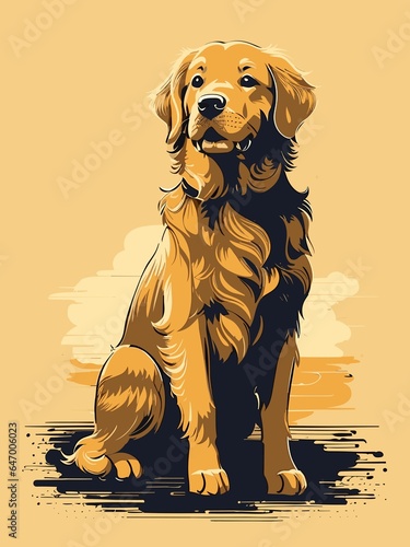 golden retriever with a dog. vector illustration of a puppy.