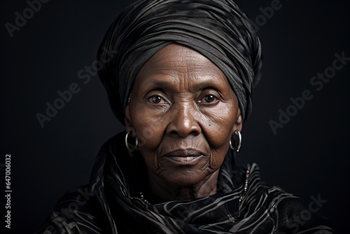 serious elderly black woman posing for the camera