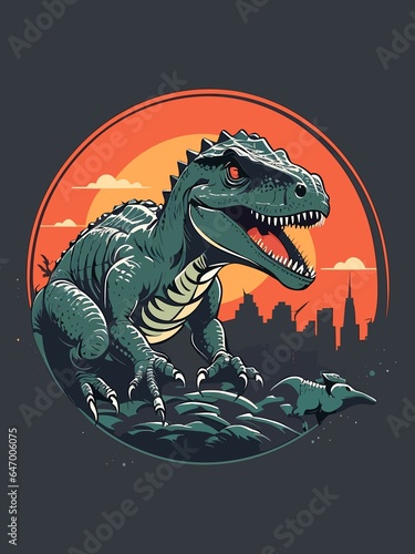 Vintage vector illustration of dinosaur