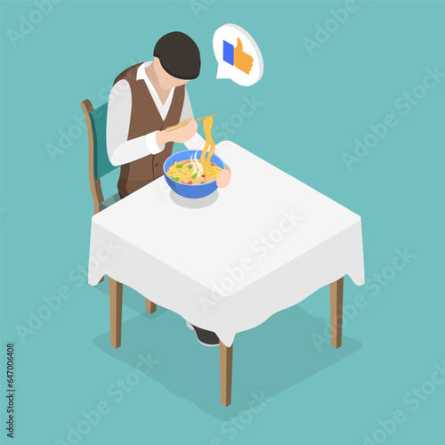 3D Isometric Flat Vector Conceptual Illustration of Soup With Noodles, Traditional Asian Food