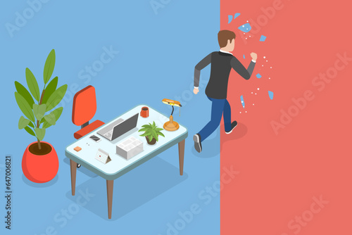 3D Isometric Flat Vector Conceptual Illustration of Leaving Comfort Zone, Aspiration and Seek Opportunities