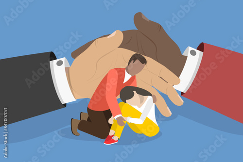 3D Isometric Flat Vector Conceptual Illustration of Care Of People, Help and Support