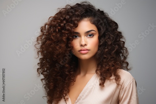 mixed race model with curly hair