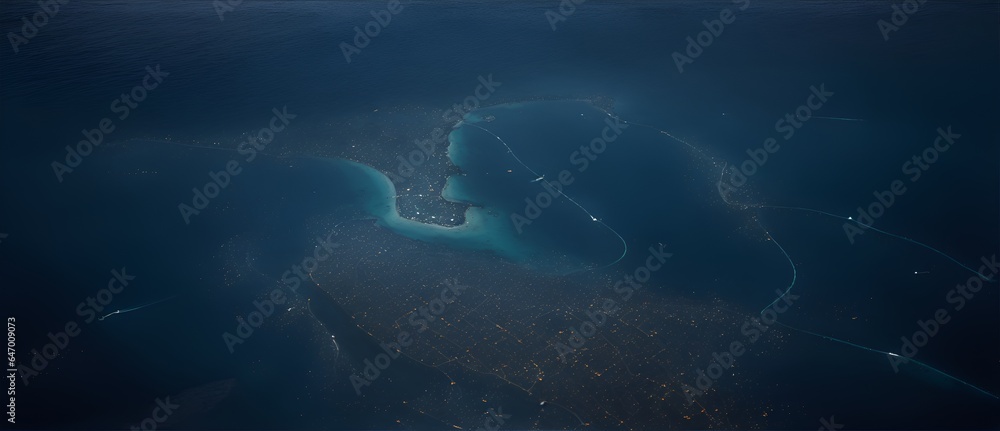 Fototapeta premium Aerial view of a majestic shoal at night from Generative AI