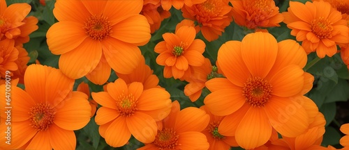 Background full of pretty orange flowers from Generative AI