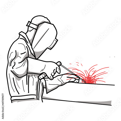 sketch of a welder at work
