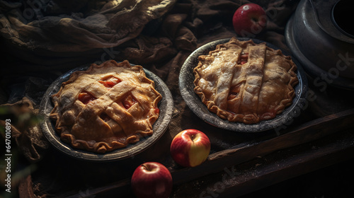 Making Apple Pies in a rustic Kitchen, Fruit Pies, Food blogo Photo