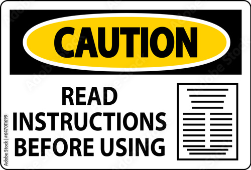 Caution Machine Sign Read Instructions Before Using