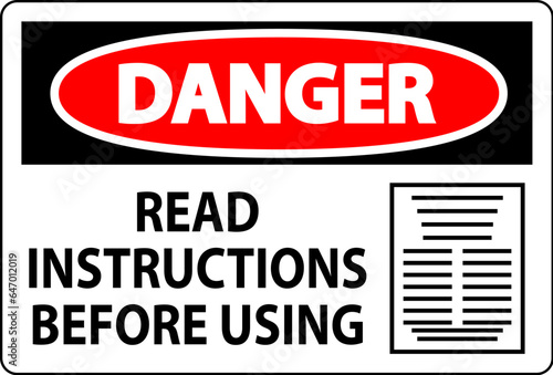Danger Machine Sign Read Instructions Before Using