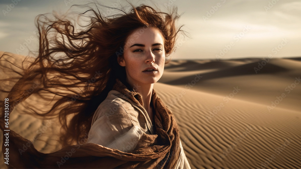 Fototapeta premium portrait of a woman in the desert