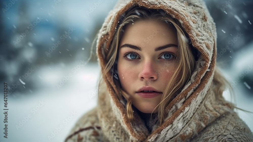 portrait of a woman in a winter setting portrait of a woman in a winter setting