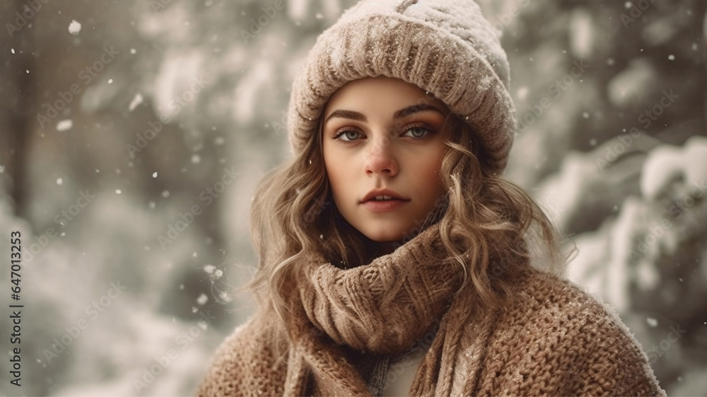 portrait of a woman in winter portrait of a woman in winter
