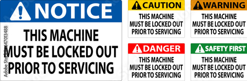 Caution Machine Sign This Machine Must Be Locked Out Prior To Servicing