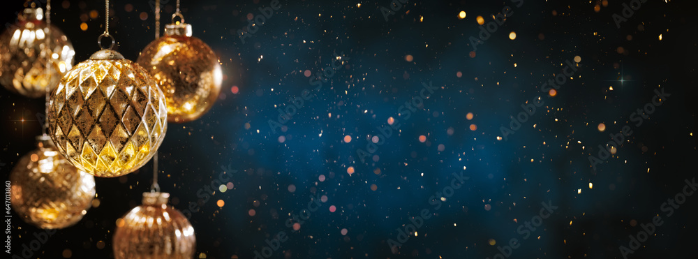 Christmas balls on holiday background