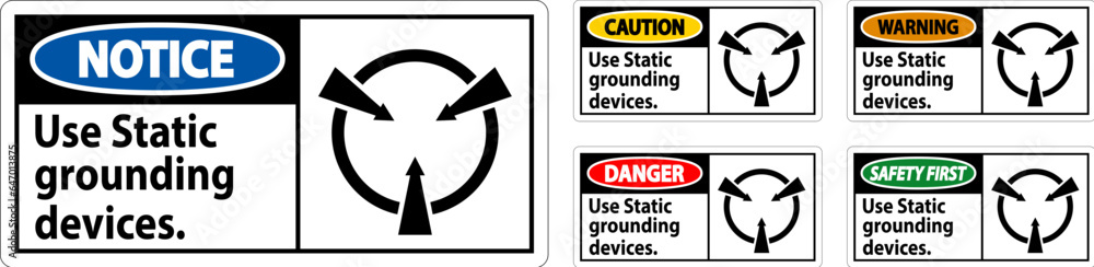 Warning Sign Use Static Grounding Devices