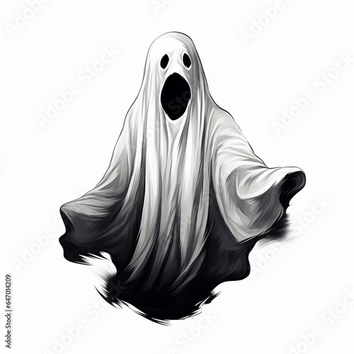 Halloween Ghost Drawing on a Black Background photo