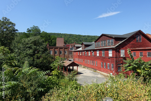 Fényképezés Old Red Factory Building in Collinsville (Canton), Connecticut, USA