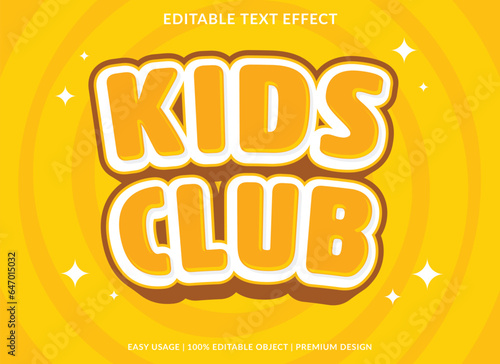 kids club text effect template design with 3d style use for business brand and logo