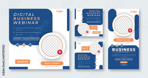 Webinar Digital Business Conference Social Media Post for Online Marketing Promotion Banner and Web Internet Ads Flyer