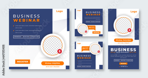 Webinar Digital Business Conference Social Media Post for Online Marketing Promotion Banner and Web Internet Ads Flyer
