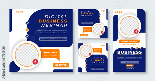 Webinar Digital Business Conference Social Media Post for Online Marketing Promotion Banner and Web Internet Ads Flyer