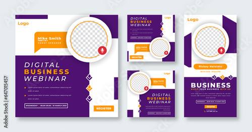 Webinar Digital Business Conference Social Media Post for Online Marketing Promotion Banner and Web Internet Ads Flyer