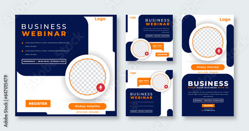 Webinar Digital Business Conference Social Media Post for Online Marketing Promotion Banner and Web Internet Ads Flyer