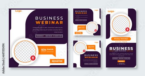 Webinar Digital Business Conference Social Media Post for Online Marketing Promotion Banner and Web Internet Ads Flyer