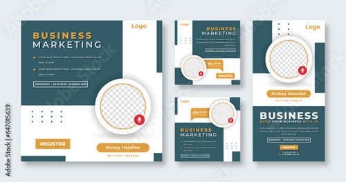 Webinar Digital Business Conference Social Media Post for Online Marketing Promotion Banner and Web Internet Ads Flyer