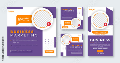 Webinar Digital Business Conference Social Media Post for Online Marketing Promotion Banner and Web Internet Ads Flyer