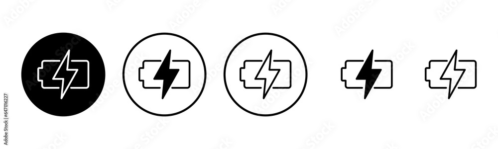 Battery icon set illustration. battery charging sign and symbol. battery charge level Battery icon set illustration. battery charging sign and symbol. battery charge level