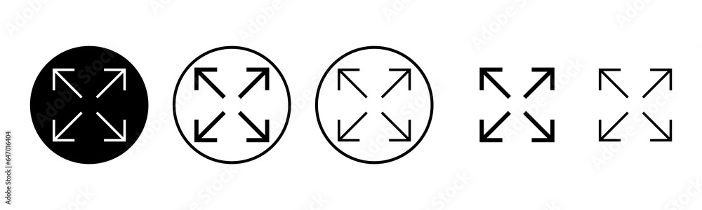 Fullscreen Icon set illustration. Expand to full screen sign and symbol. Arrows symbol Fullscreen Icon set illustration. Expand to full screen sign and symbol. Arrows symbol