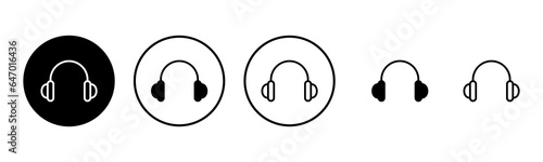 Headphone icon set illustration. Headphone sign and symbol