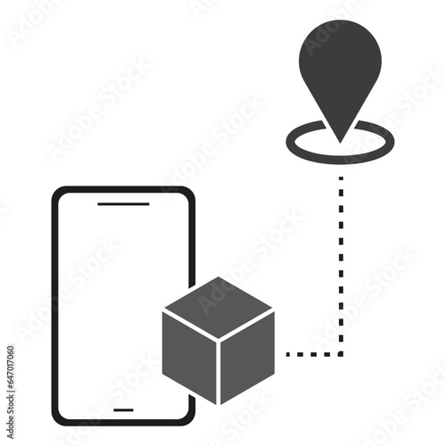 Online order fast delivery icon. Free package express courier. Click buy and collect order. Service shop mobile app. Vector illustration. EPS 10.
