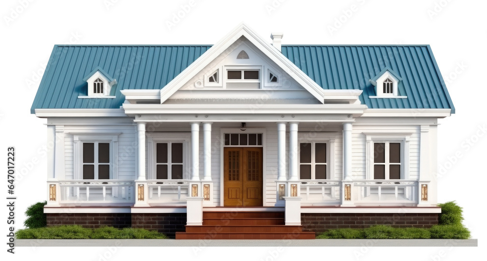 Colonial House Isolated on Transparent Background

