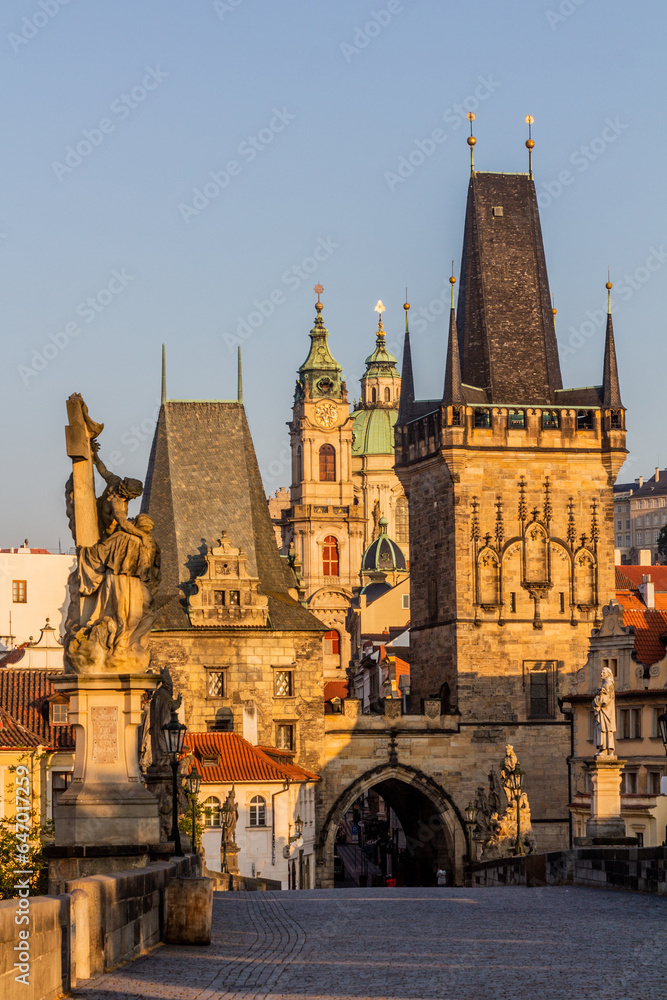 Mala Strana Bridge Tower at the Charles Bridge in Prague, Czech Republic