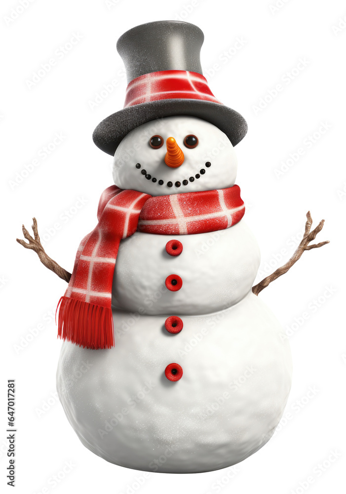 Snowman Isolated on Transparent Background

