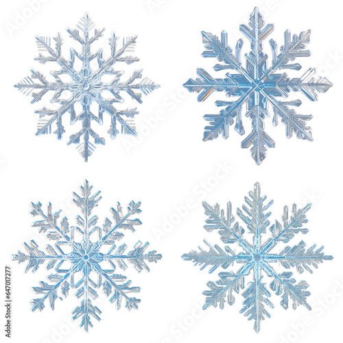 Snowflake Set Isolated on Transparent Background 