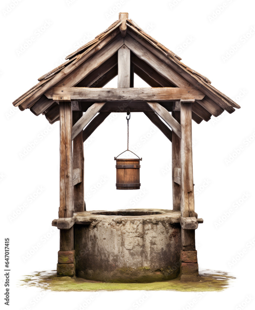 Old Water Well Isolated on Transparent Background

