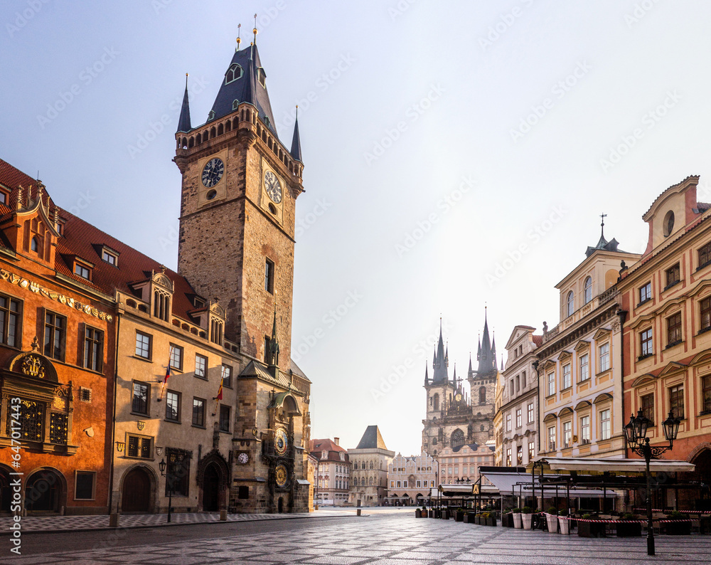 View the Old Town square in Prague, Czech Republic