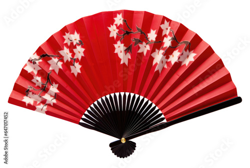 Folding Hand Fan Isolated on Transparent Background 