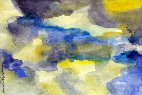 Yellow blue watercolor background texture