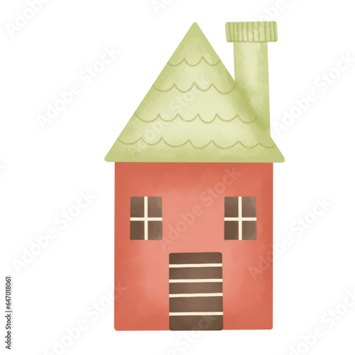 Watercolor cute house illustration photo