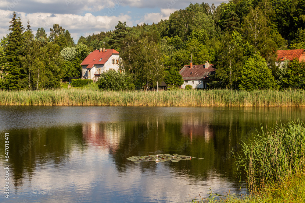 Karlinsky rybnik pond in Horni Poustevna village, Czech Republic Karlinsky rybnik pond in Horni Poustevna village, Czech Republic